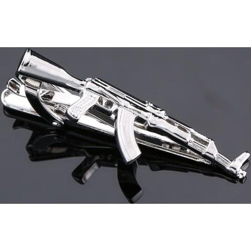 High quality metal tie clip new fashion jewelry silver AK47 rifle tie clip pin mens wedding party clothing tie badge gift