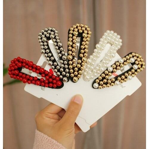 New Disc pearl hairpin female temperament Liu seaside clip Korean hairpin adult simple Word folder clip hair accessories