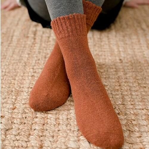Winter Warm Female Women Socks 5 Pair Thicken Thermal Wool Cashmere Against Cold Snow Thicker Solid Socks