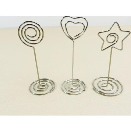 10Pcs Heart Star Shape Clips Table Number Memo Photo / Card Holder Wedding Party Decoration Supplies