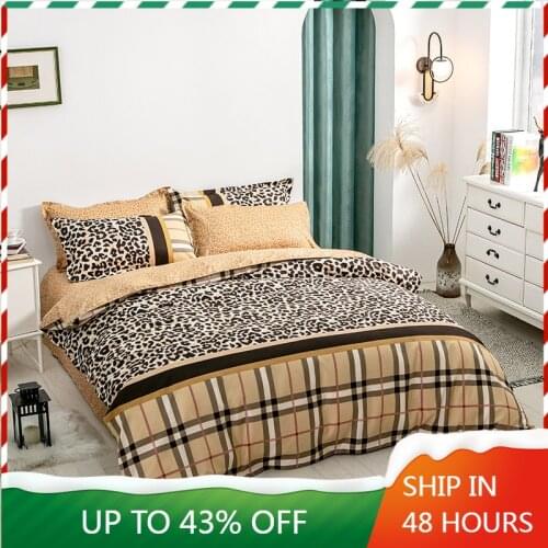 Luxury Leopard Lattice Print Home Bedding Sets Duvet Cover bed linen Pillowcase Flat Sheet King Queen Full Twin 4pcs