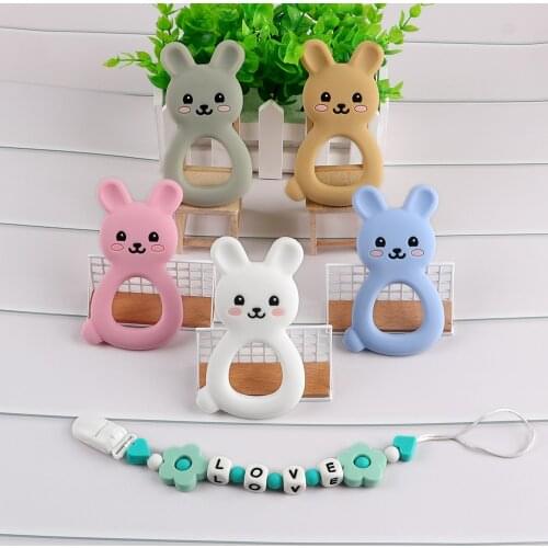 Kovict BPA Free 5/10pcs rabbit Silicone Baby Teether rodent Baby Teething Toys Chewable Animal Shape Baby Products Nursing Gift