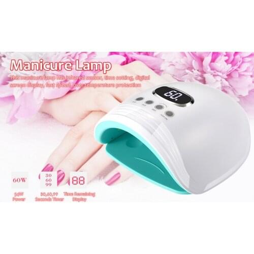 60W Portable UV LED Nail Lamp LCD Display Nail Dryer 3 Timers Curing Lamp Gel Light for Gel Nail Polish Art Manicure Tools