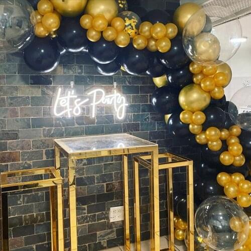 96pcs Black Balloons Garland Arch Kit Chrome Gold Confetti Latex Balloons ForWedding Birthday Baby Shower Party Decoration