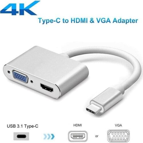 30Set 2 in 1 USB C 3.1 HDMI VGA Adapter TYPE C Type-c to HDMI 4K VGA UHD Converter Adapter For MacBook Pro S8 S9