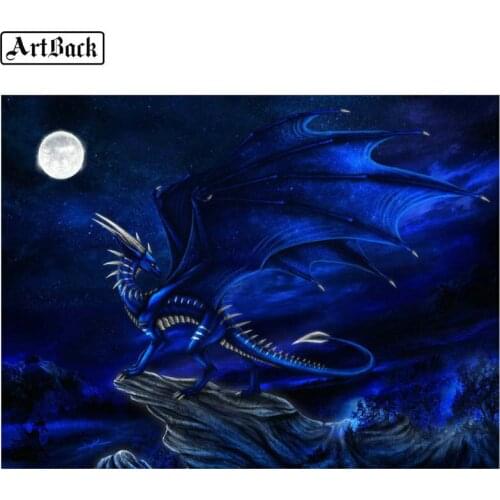 5d diy diamond painting blue dragon full square / round drill diamond embroidery 3d mosaic home decoration pterosaur 60x80cm