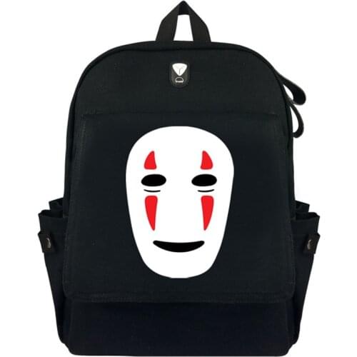 Animation Spirited Away Backpack Bags Cosplay Cartoon No Face man Canvas Zipper Satchel Cute School Bag Purse Book Bag Presents