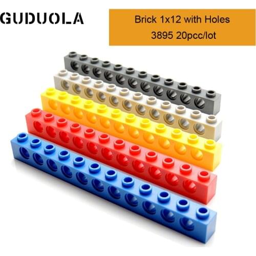 Technic Parts 3895 Technic Brick 1x12 with Holes Building Block MOC Parts Creative Toys Compatible All Brand 20pcs/lot