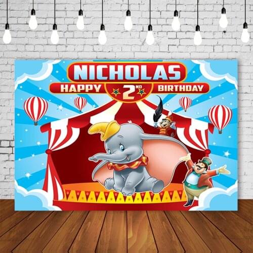 Personalized Red Circus Birthday Party Background Dumbo Baby Backdrop Fun Fair Boy Carnival Poster Photography Portrait Banner