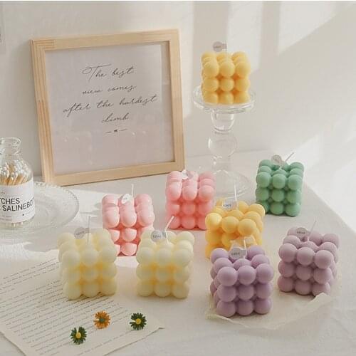 Ins Style Handmade Candle Home Decoration Ornaments Photo Props Bean Milk Rubiks Cube Candle Creativity Holiday Gift Girl