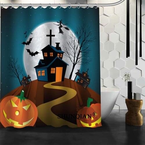 Halloween Pumpkin 01 Shower Curtain Christmas Decorations For Home Waterproof Fabric Curtain Shower Bath Curtain Bathroom A9.4