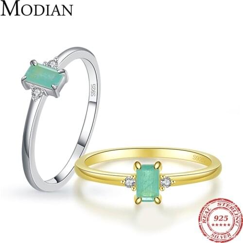 Modian 2020 Exquisite Classic Wedding Fine Jewerly For Women 100% 925 Sterling Silver Tourmaline Party Gold Color Finger Ring