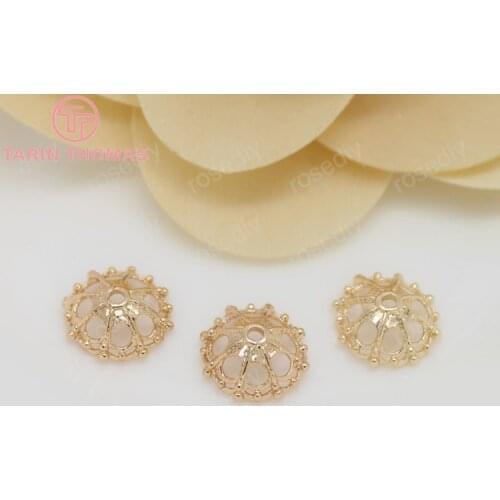20PCS 11MM 24K Champagne Gold Color Plated Brass Beads Caps Tassel Caps High Quality Diy Jewelry Accessories