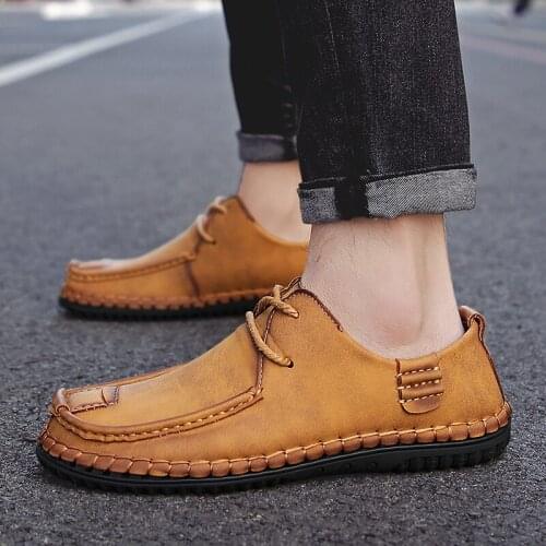 Hot Sale Trend 2020 Spring Shoes Men Sneakers Casual Soft Leather Men Shoes Fashion Male Shoes Business Shoes Big Size 38-48