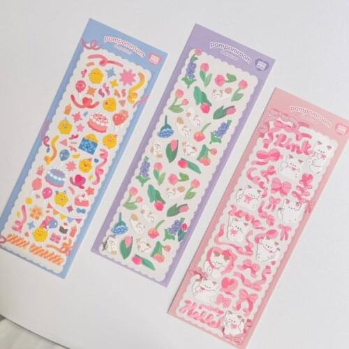 Korean Ins Cartoon Animal Cute Sticker Coloured Ribbon Traceless Paster Stationery Mobile Phone Children Diy Decorative Sticker
