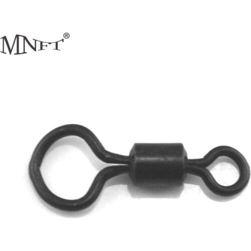 MNFT 30Pcs Matte Black Fishing Rolling Swivels Carp Rigs Fishing Swivels Connector With Long Body Large Eye
