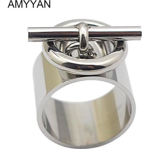 Fashion Men Rings Stainless Steel anillos wedding rings Symbol Pendants Women Chunky Rings with Round Charm