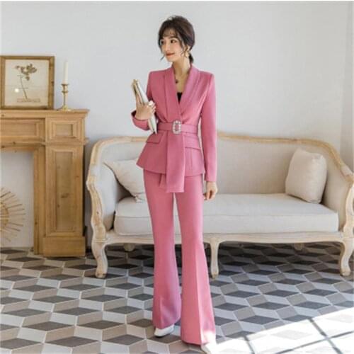 Fashion pink suit suit female 2020 New high-end Korean casual temperament goddess small fragrance style suit two-piece Set women