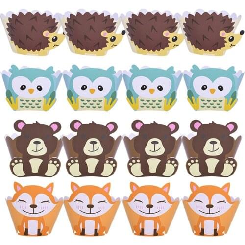 Lion Monkey Cake Wrappers Jungle Birthday Theme Party Cupcake Wrapper Cake Decor for Kids Birthday Party Baby Shower Supplies