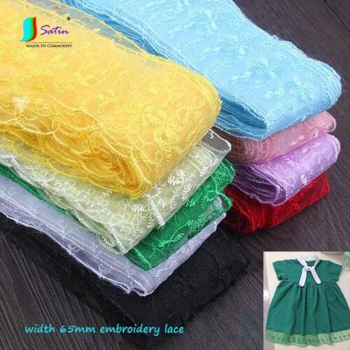 Dress Skirt Curtain Clothes Hem Decorate Sew Colorful Width 65mm Flower Stripe Pattern Embroidery Lace S0306H