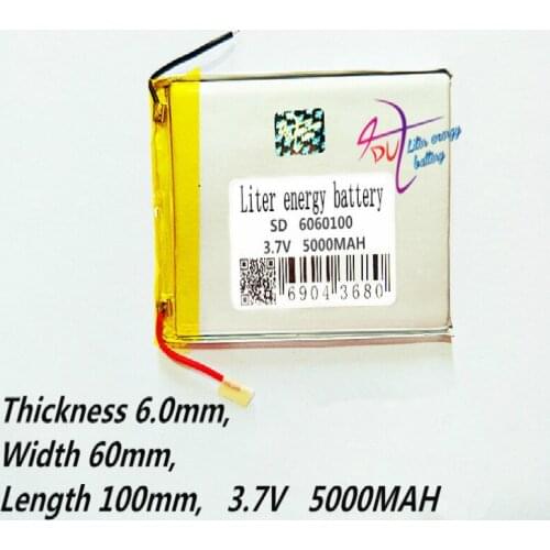 2PCS Polymer lithium ion battery 6060100 3.7V 5000MAH can be customized wholesale CE FCC ROHS MSDS quality certification
