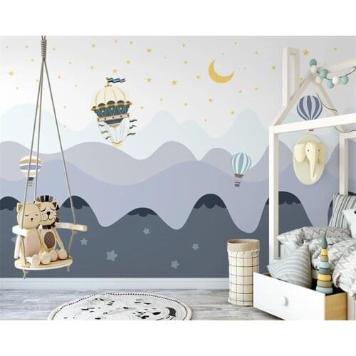 Beibehang Customized modern minimalist fashion balloon Yunshan stars childrens room background papel de parede wallpaper