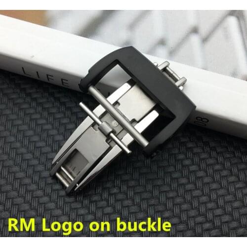 Top grade polish steel Buckle black 20mm Watchband watch band strap buckle For Richard Watch Mille band Bracelet logo on