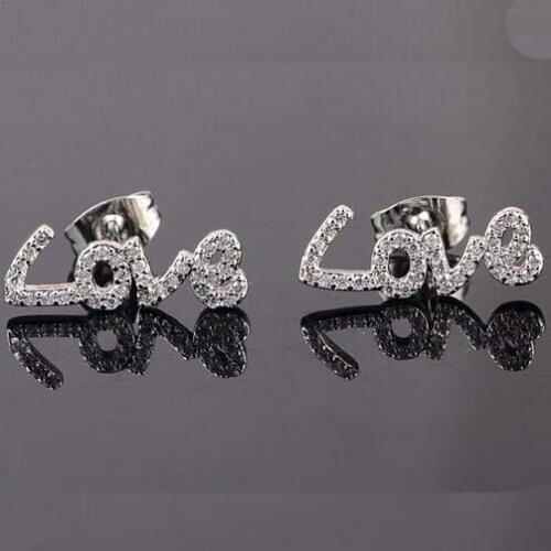 LOVE letters 3A Zircon inlaid earrings
