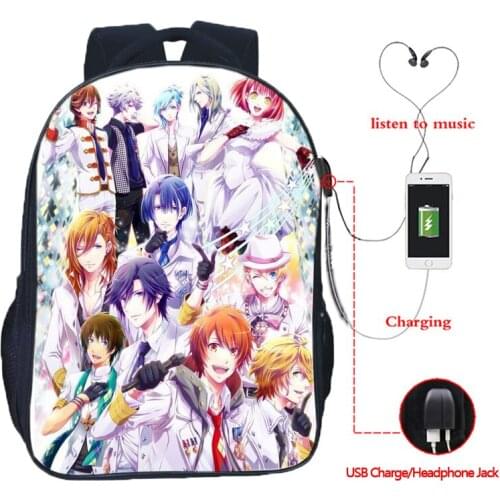 Uta No Prince Sama USB Charge School Bag Backpacks Casual USB Charging Rucksack Students Boys Girls Backpack