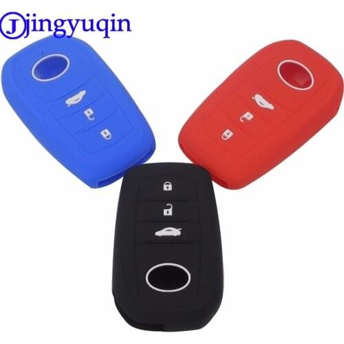 Jingyuqin 3 Buttons Remote Car-Styling Silicone Key Holder Shell Case Cover Case For Toyota Corolla Camry RAV4 2014 2015