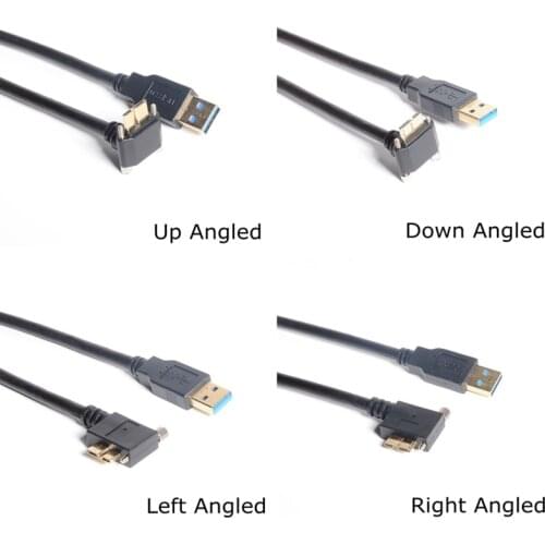USB 3.0 a-b 90 Degree Right & Left & Up & Down Angled Micro B USB 3.0 With Lock Screws Mount Data cable 0.3m 1m 1.8m