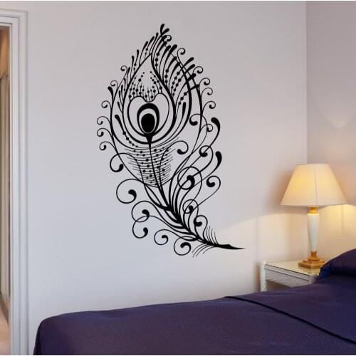 Vinyl Beautiful Peacock Art Design Wall Sticker Feather Bird Home Bedroom Decorative Wall Mural Y-791