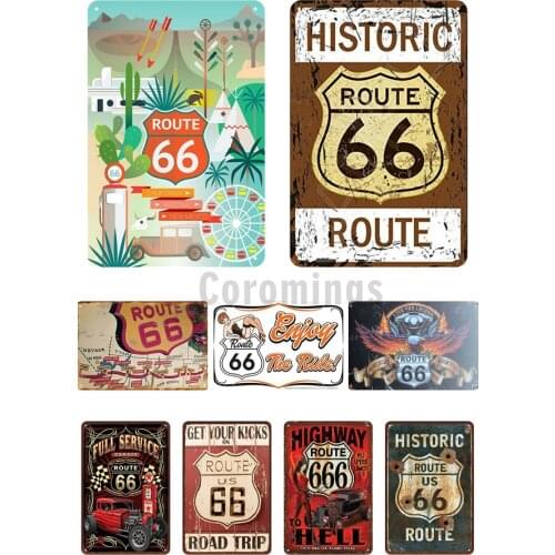 Bar Club Wall Garage USA Vintage Metal Tin Signs Route 66 Car Number License Plate Plaque Poster Home Decoration 20x30cm