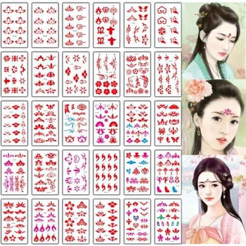 30pcs/lot tattoo girl temporary tattoo sticker set temporary chinese tattoos face party fashion tatoo kids water transfer tattoo