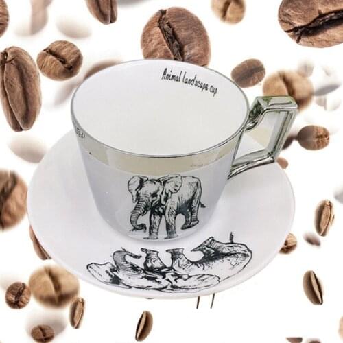 The Mirror Collection Animal Reflection cup Elephant anamorphic cup Swan mug Tiger Luxury Bone China Drinkware mug