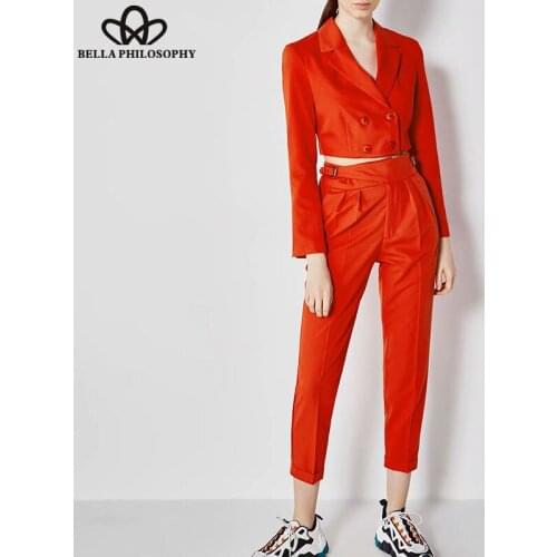 Women Spring Long Sleeve Short Blazers Vintage Street Wear Lady Set Women Suits Double Breasted Blazers Outwears Formal