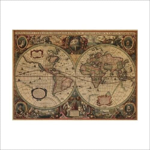 1641 ancient nautical charts vintage kraft paper poster wall stickers room decoration 0214. home decal global maps mural art 5.0