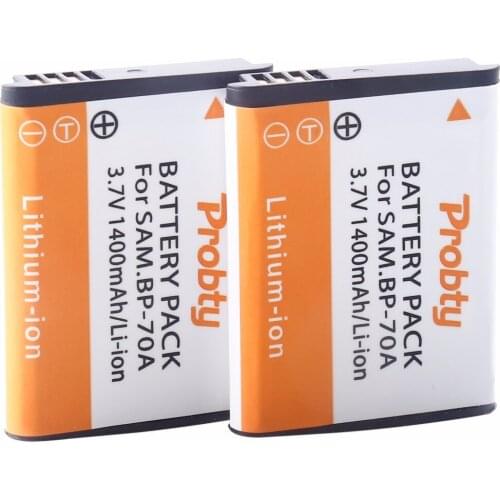 Probty 2pcs BP-70A BP 70A BP70A Rechargeable Li ion Batteries For Samsung PL80 PL90 PL100 ES70 SL50 SL600 ST30 ST60 ST65 TL105