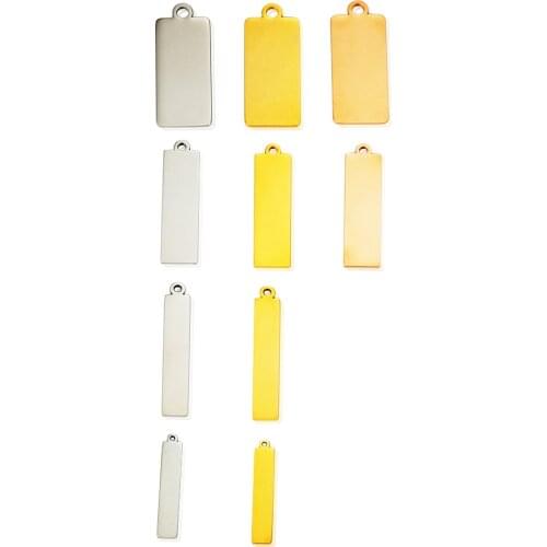 20pc stainless steel blank strip charm rectangle pendant personalized customization DIY jewelry making