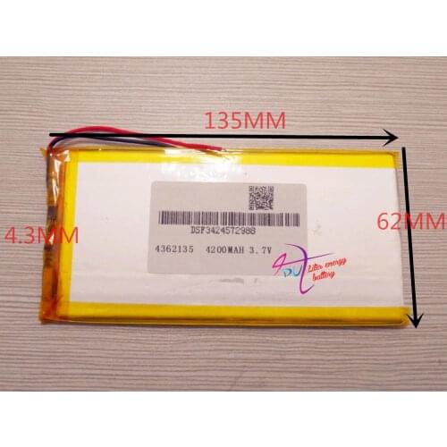 3.7 V 4362135 4200MAH lithium polymer battery