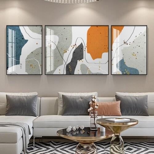 3pcs Colorful Abstract Geometric Painting Gold Lines Marble Art Poster Print Wall Art Picture For Living Room Cuadros Home Decor