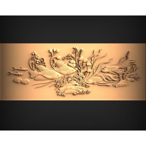 Fish 3d model STL relief for CNC Router STL format Artcam Aspire Decorative horizontal panel design Cut3D Vcarve