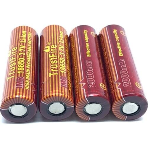 4pcs/lot TrustFire IMR 18650 2000mAh 3.7V Lithium Battery Rechargeable Batteries For E-cigarettes LED Flashlights