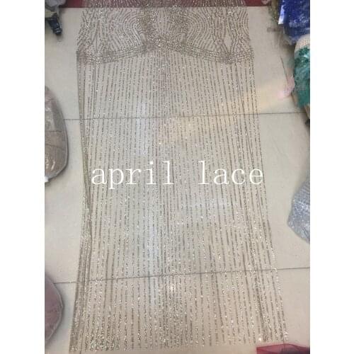 5yards/bag BZ007 sexy stripe champagne gold hand print glued glitter net mesh lace for sawing/lady dress