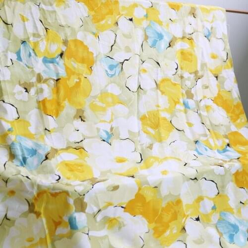 50cm*140cm Yellow Flower Viscose Fabric For DIY Sewing Summer Dress Bed Sheet Rayon Patchwork Fabric Soft