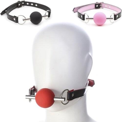 CamaTech BDSM Ball Gag Restraints Harness Silicone Ball Gags with Spreader Bar Adjustable PU Leather Mouth Gag Bondage Sex Toys