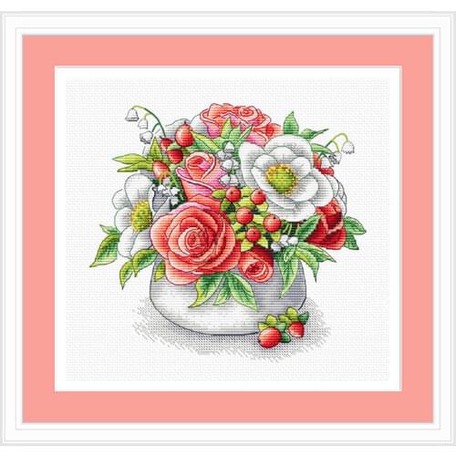 Plant Flowers Fishxx Home Hand Embroidery B1555 Rose Strawberry Flower Cross Stitch Kit Decorative Painting