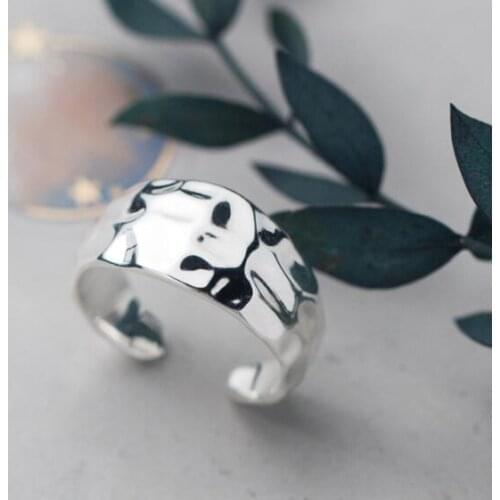 Size4.5-size6.75 100% Authentic REAL.925 Sterling Silver concave Surface Long Band Wider Rings adjust GTLJ1633