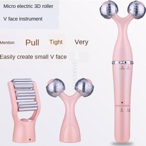 3D Face-Lifting Electric Instrument Face-Lifting Artifact Roller V Face Massager Lifting Firming Facial Pink Beauty Bar