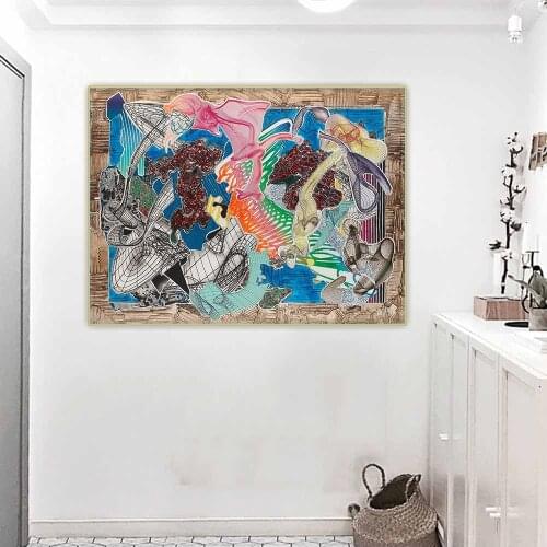 Frank Stella《Fanattia》Minimalism Canvas Oil Painting Artwork Poster Picture Wall Hanging Decorations Home Living Room Decor